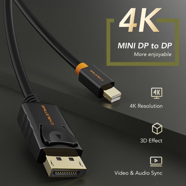 CABLETIME καλώδιο DisplayPort σε DisplayPort Mini AV588, 4K, 1.8m, λευκό - Εικόνα