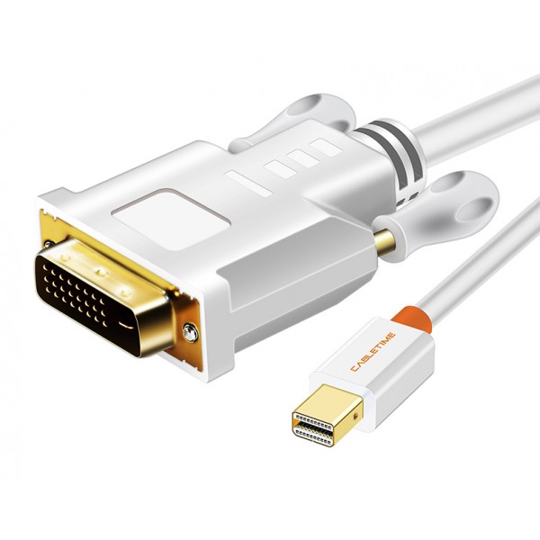 CABLETIME καλώδιο Mini DisplayPort σε DVI AV588, 1080p, 1.8m, λευκό - CABLETIME