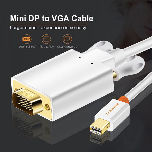 CABLETIME καλώδιο Mini DisplayPort σε VGA AV588, 1080p, 1.8m, λευκό - CABLETIME