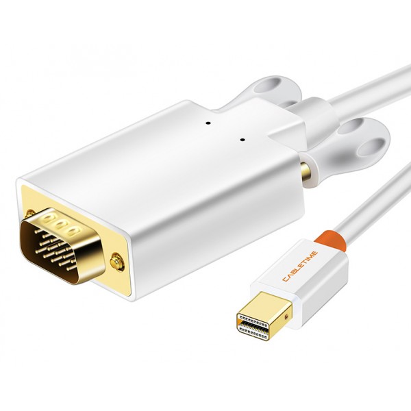 CABLETIME καλώδιο Mini DisplayPort σε VGA AV588, 1080p, 1.8m, λευκό - Εικόνα