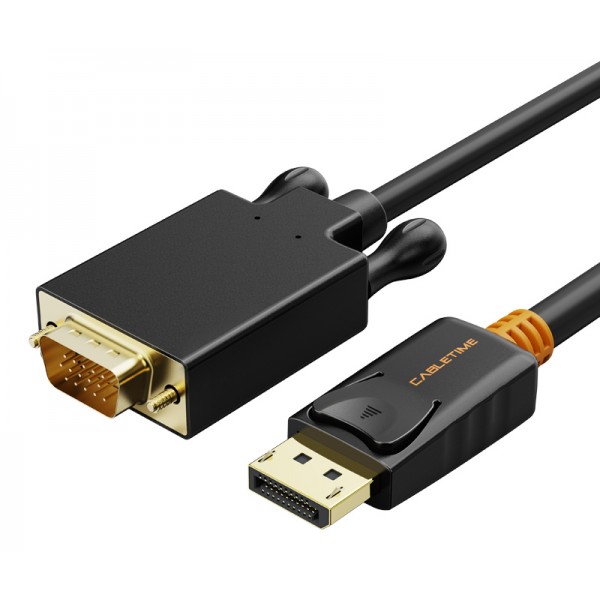 CABLETIME καλώδιο Displayport σε VGA AV585, 1080p, 3m, μαύρο - Εικόνα