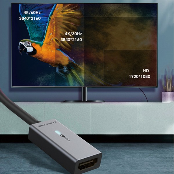 CABLETIME αντάπτορας Displayport σε HDMI AV589, LED Ring, 0.15m, μαύρος - Εικόνα