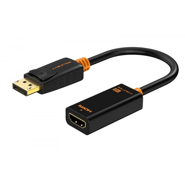 CABLETIME αντάπτορας DisplayPort σε HDMI AV586, 1080p, 0.2m, μαύρος - Εικόνα