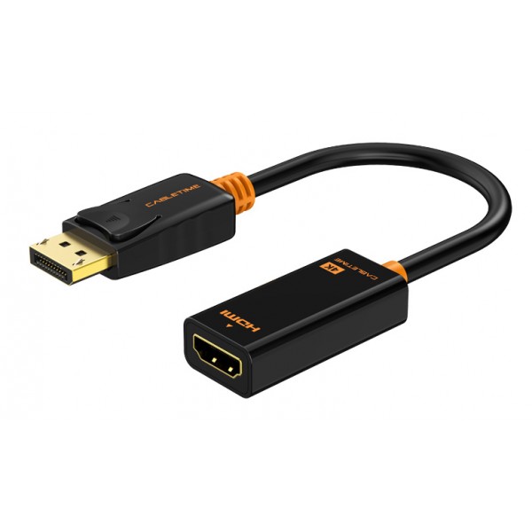 CABLETIME αντάπτορας DisplayPort σε HDMI AV586, 4K, 0.2m, μαύρος - CABLETIME