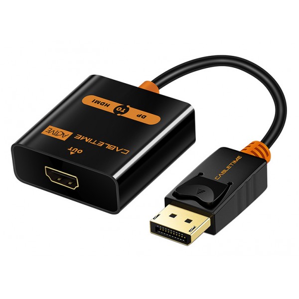 CABLETIME αντάπτορας DisplayPort σε HDMI AV586, ACTIVE, 4K, 0.2m, μαύρος - Σύγκριση Προϊόντων