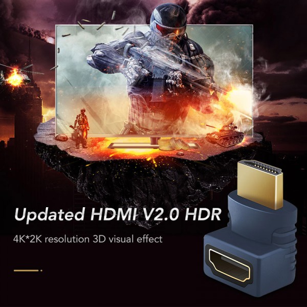 CABLETIME αντάπτορας HDMI M-F AV599, 90Degree(B/B), 4K, μπλε - Εικόνα