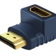 CABLETIME αντάπτορας HDMI M-F AV599, 90Degree(B/B), 4K, μπλε