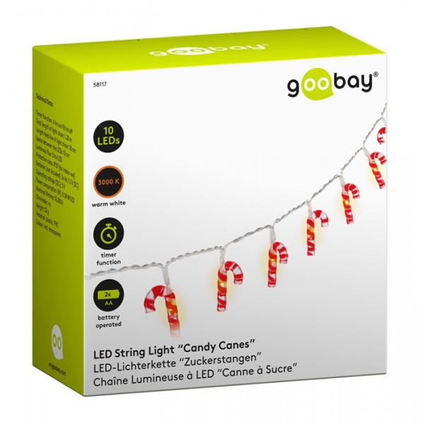 GOOBAY LED λαμπάκια με candy canes 58117, 3000K, 1.2m, 5lm, 10 LEDs