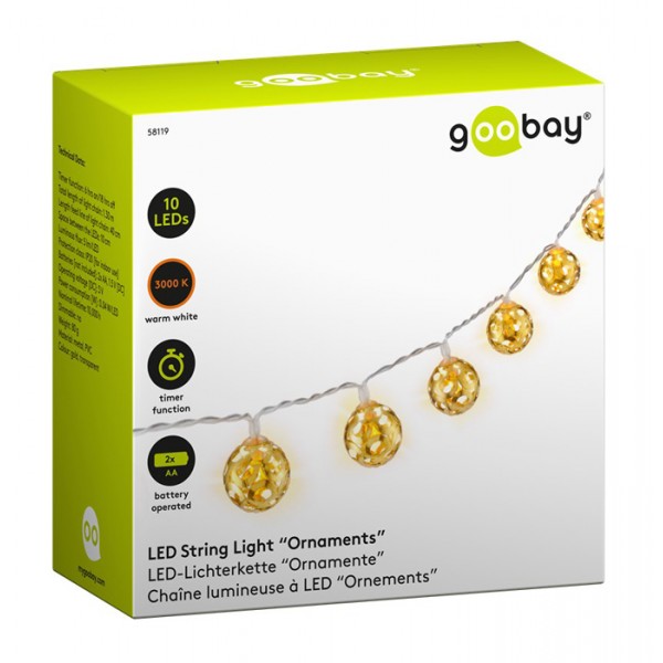 GOOBAY LED λαμπάκια με στολίδια 58119, 3000K, 1.3m, 5lm, IP20, 10 LED