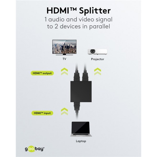 GOOBAY HDMI splitter 58480, 1-in σε 2-out, 4K/30Hz, μαύρο - KVM - Splitter - Switch