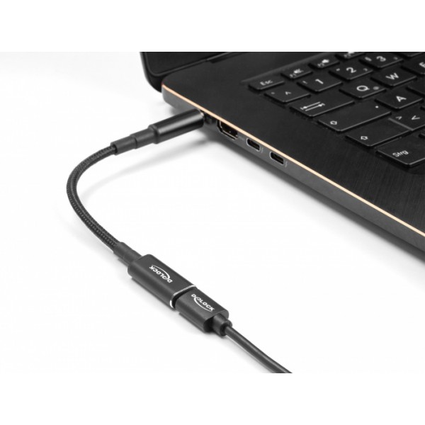 DELOCK καλώδιο τροφοδοσίας 60040, USB-C σε 5.5x2.5mm, 15cm, μαύρο - Φορτιστές Laptop