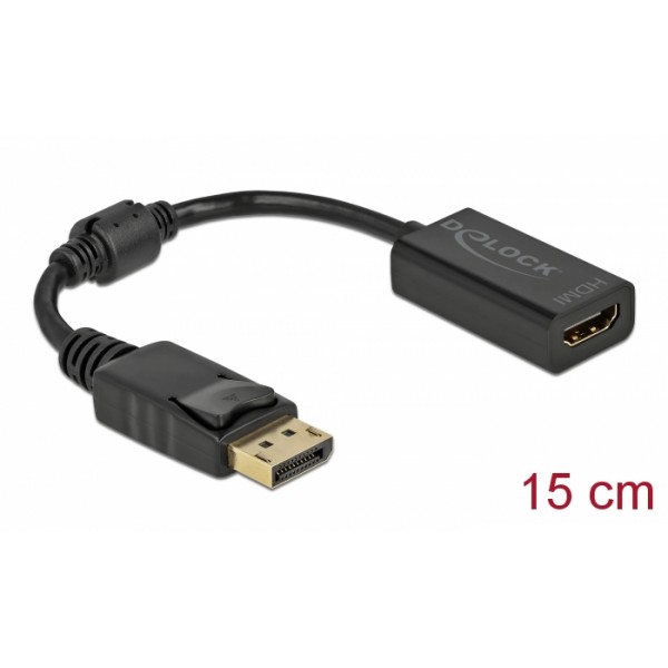 DELOCK αντάπτορας DisplayPort σε HDMI 61011, 1080p Passive, 15cm, μαύρος - Εικόνα