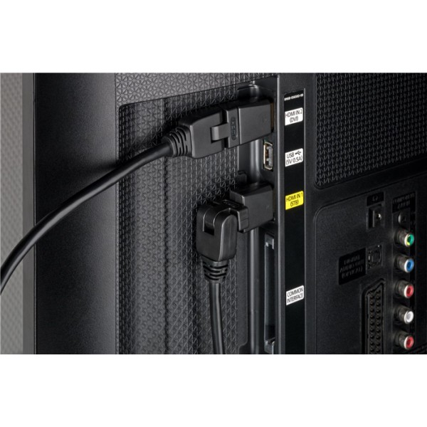 GOOBAY καλώδιο HDMI 61283 Ethernet, 360° βύσμα, 4K 18Gbit/s, 1.5m, μαύρο - Εικόνα