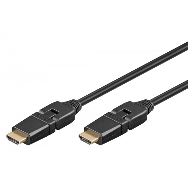GOOBAY καλώδιο HDMI 61286, Ethernet, 360° βύσμα, 4K, 18Gbit/s, 2m, μαύρο - Εικόνα