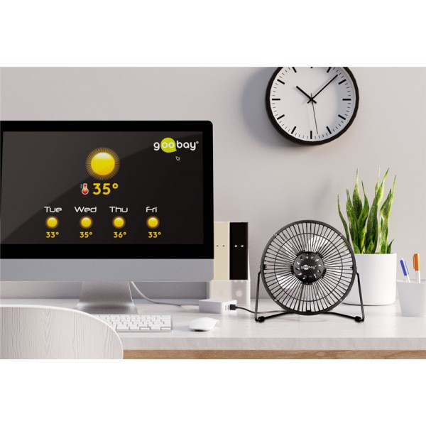 GOOBAY επιτραπέζιος ανεμιστήρας 62061, 8", USB, μαύρος