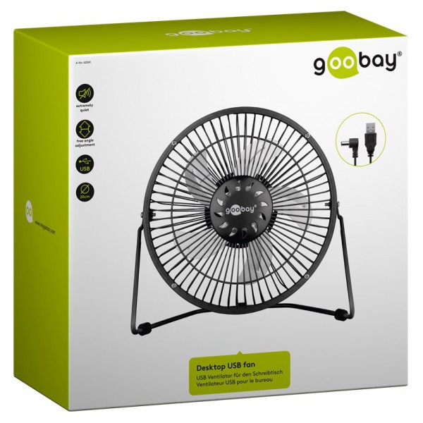 GOOBAY επιτραπέζιος ανεμιστήρας 62061, 8", USB, μαύρος