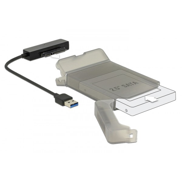 DELOCK αντάπτορας USB σε SATA 62742 με θήκη για 2.5" HDD/SSD, 6Gbps - Συνοδευτικά PC