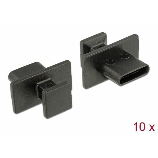 DELOCK κάλυμμα προστασίας για θύρα USB-C 64015 με λαβή, μαύρο, 10τμχ - DeLock