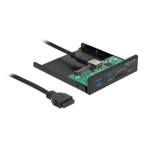 DELOCK front panel 64058, 3.5" σε USB-C, 2x USB & SD/Micro SD - Κάρτες Επέκτασης PCI κ.α