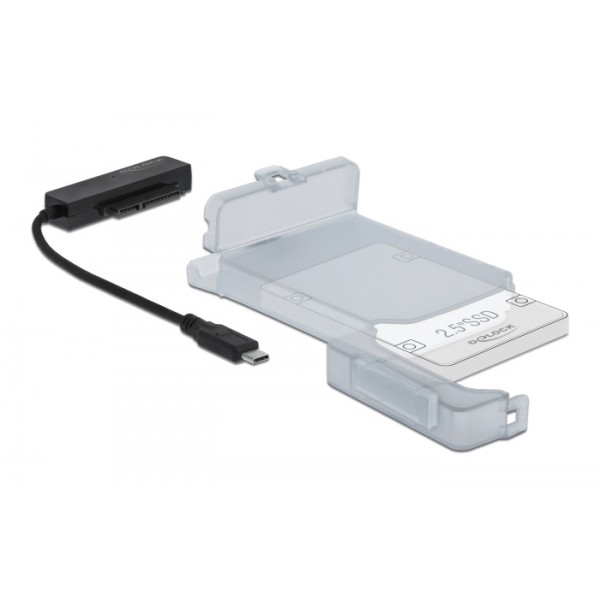 DELOCK αντάπτορας USB-C σε SATA 64084 με θήκη για 2.5" HDD/SSD, 6Gbps - Θήκες & Trays Σκληρών Δίσκων