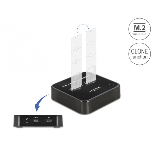 DELOCK docking station 64178, clone function, 2x M.2 SSD, 6Gbps, μαύρο - Συνοδευτικά PC