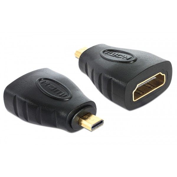 DELOCK αντάπτορας HDMI σε HDMI micro 65242 με Ethernet, μαύρος - Εικόνα