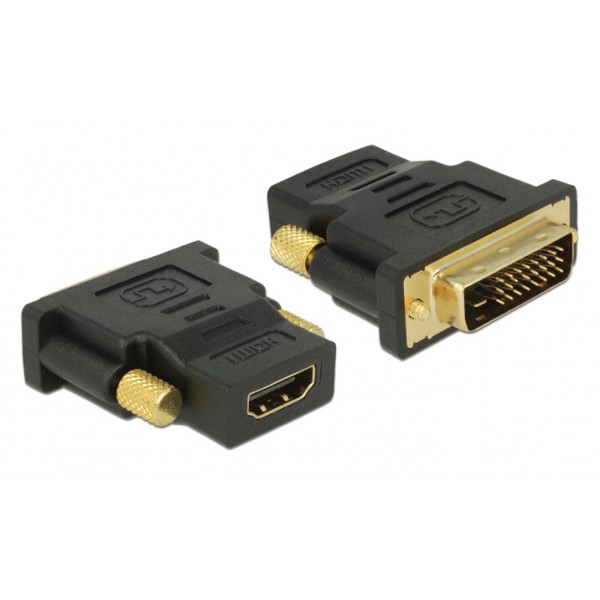 DELOCK αντάπτορας DVI 24+1 σε HDMI 65466, 4K, gold-plated, μαύρος - Εικόνα