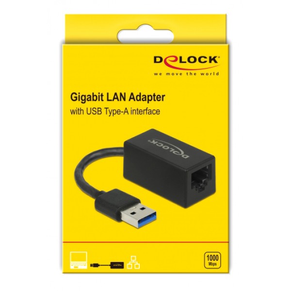 DELOCK αντάπτορας USB 3.1 σε RJ45 65903, Gen 1, 1000Mbps, 12cm, μαύρος
