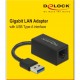 DELOCK αντάπτορας USB 3.1 σε RJ45 65903, Gen 1, 1000Mbps, 12cm, μαύρος