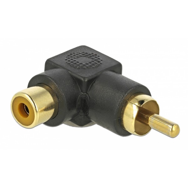 DELOCK αντάπτορας 66168 RCA αρσενικό σε RCA θηλυκό, γωνιακός, μαύρος - DeLock