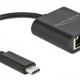 DELOCK αντάπτορας USB-C σε ethernet RJ45 66644, 60W, 1000Mbps, μαύρο