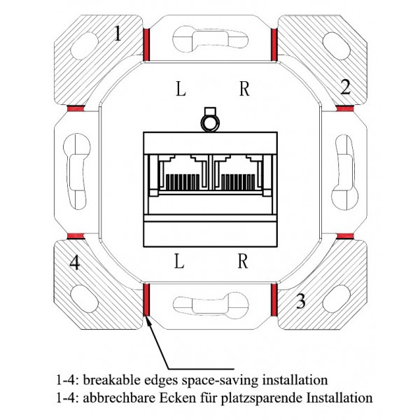 GOOBAY επιτοίχια πρίζα CAT 6e 68246, 2x RJ45, 80x80, λευκή