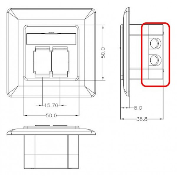 GOOBAY επιτοίχια πρίζα CAT 6e 68246, 2x RJ45, 80x80, λευκή