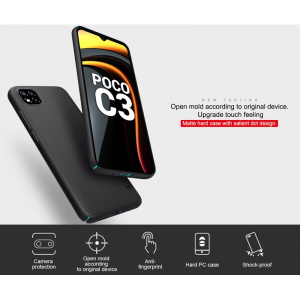 NILLKIN θήκη Super Frost Shield για Xiaomi Poco C3, μαύρη - NILLKIN