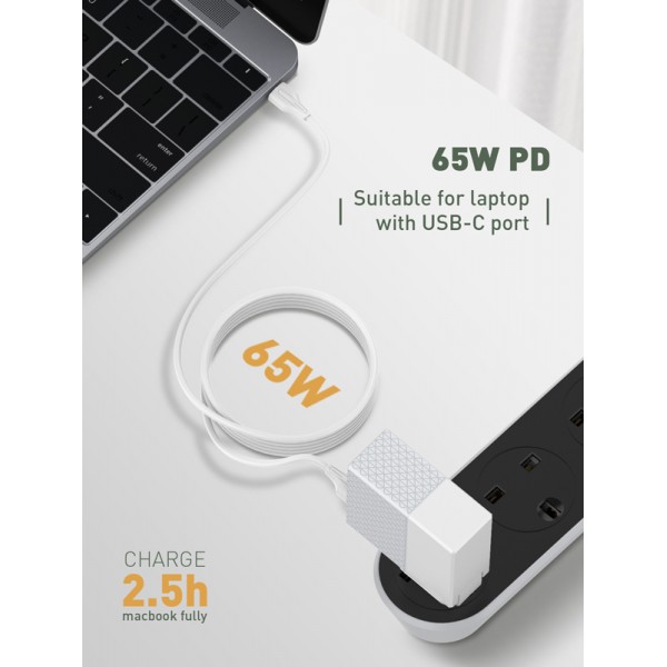 LDNIO καλώδιο USB-C σε USB-C LC122C, 65W PD, 2m, λευκό - LDNIO