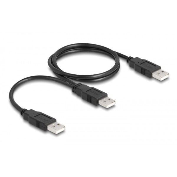 DELOCK καλώδιο USB σε 2x USB 80000, 480Mbps, 70cm, μαύρο - USB