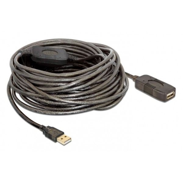 DELOCK καλώδιο USB 2.0 αρσενικό σε θηλυκό 82689, active, 15m, μαύρο - USB