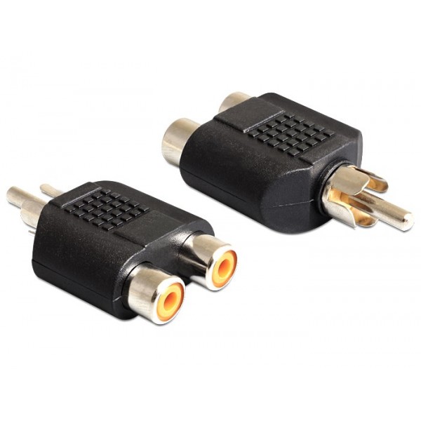 DELOCK αντάπτορας από 2x RCA θηλυκό σε 1x RCA αρσενικό 84499, μαύρος - DeLock