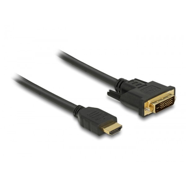 DELOCK καλώδιο HDMI σε DVI 85653, 2K/60Hz, 7.92 Gbps, 1.5m, μαύρο - Εικόνα