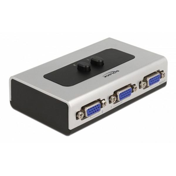 DELOCK VGA switch 87758, 2 ports, bidirectional, Full HD, ασημί - KVM - Splitter - Switch