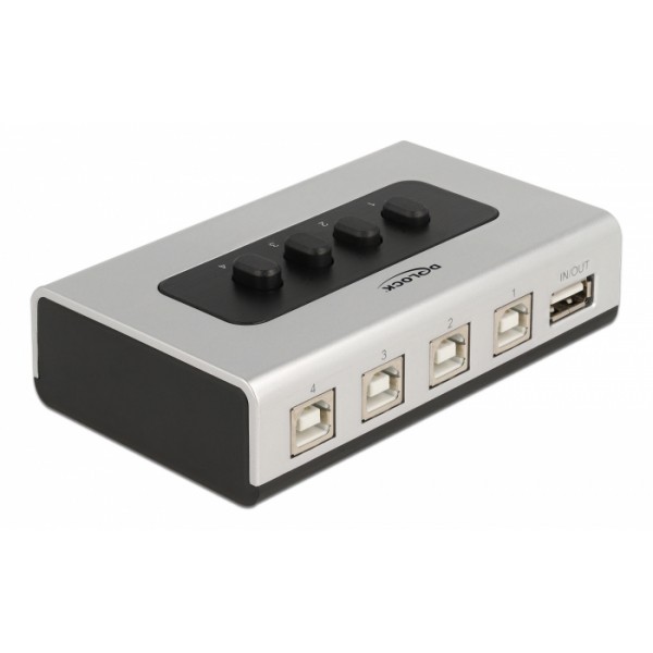 DELOCK switch 4x USB Type B σε 1x USB 87763, bidirectional, ασημί