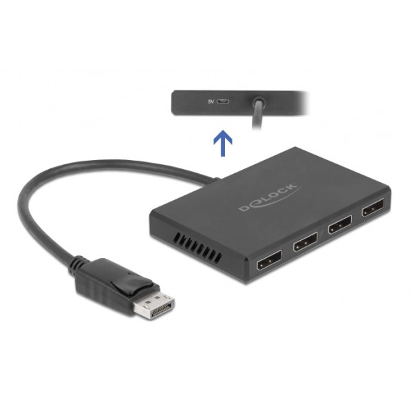 DELOCK splitter DisplayPort 1.4 σε 4x DisplayPort 87794, Dual Mode, 4K - KVM - Splitter - Switch