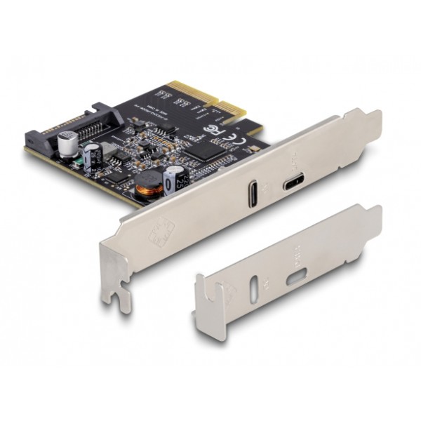 DELOCK κάρτα επέκτασης PCI x4 σε USB-C & USB-C PD 90074, 20W, 20Gbps - Κάρτες Επέκτασης PCI κ.α