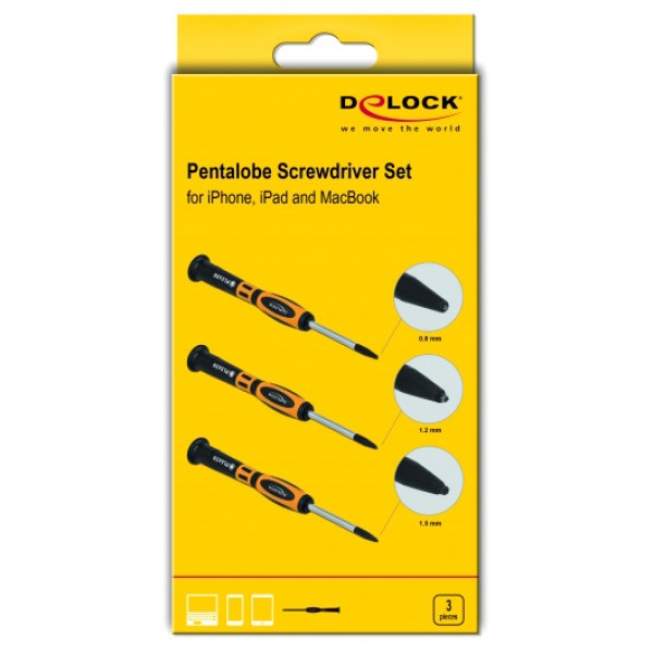 DELOCK σετ κατσαβιδιών pentalobe 90560 για επισκευή Apple συσκευών, 3τμχ