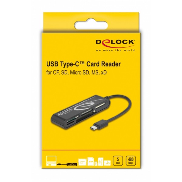 DELOCK card reader 91739 για micro SD/SD/CF/MS/xD, USB-C, μαύρο - Συνοδευτικά PC