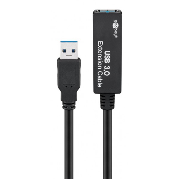 GOOBAY καλώδιο προέκτασης USB 3.0 95727, active, 5Gbps, 5m, μαύρο - USB