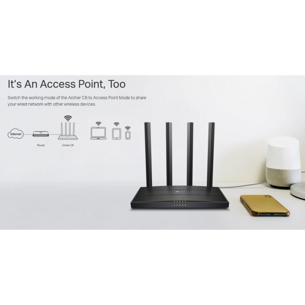 TP-LINK Router Archer C6, Wi-Fi 1200Mbps AC1200, MU-MIMO, Ver. 4.0 - tp-link