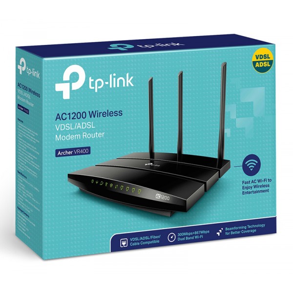 TP-LINK Modem/Router Archer VR400, VDSL/ADSL, 1200Mbps AC1200, Ver. 2.0