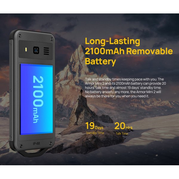 ULEFONE κινητό τηλέφωνο Armor Mini 2, IP68, 2.4", Dual SIM, μαύρο