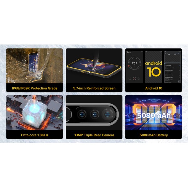 ULEFONE Smartphone Armor X8, IP68/IP69K, 5.7", 4/64GB, 5080mAh, μαύρο